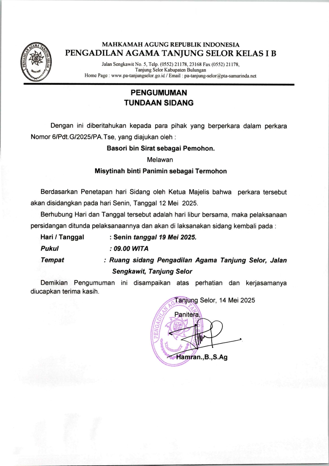 05 2025 Tundaan Sidang