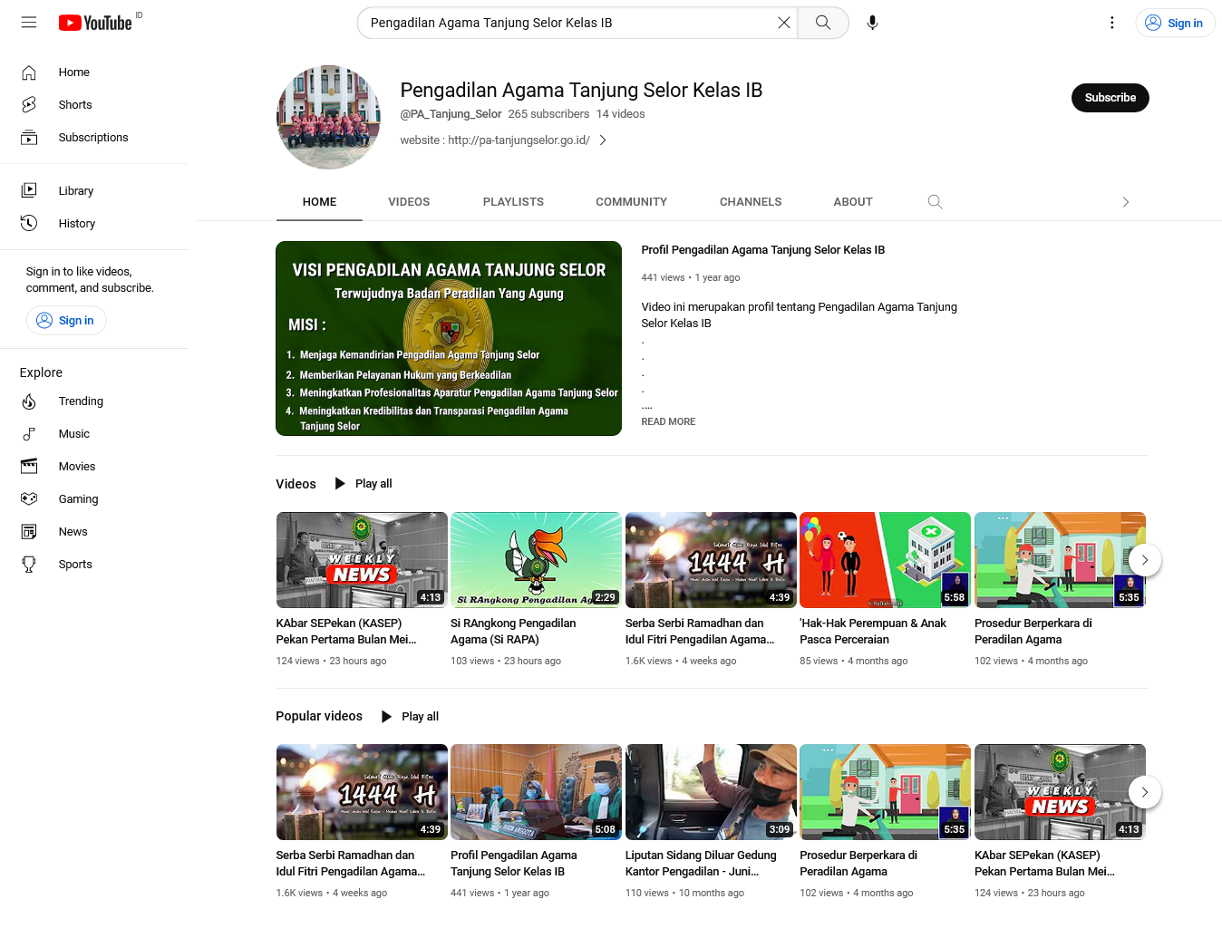 Screenshot 2023 05 09 at 08 26 42 Pengadilan Agama Tanjung Selor Kelas IB YouTube